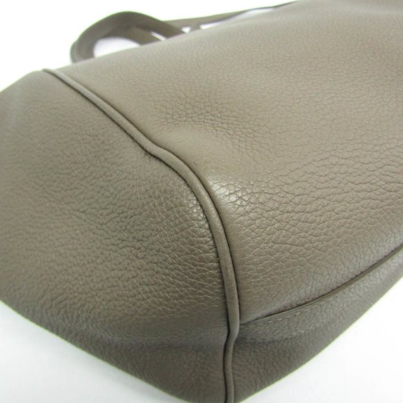 CELINE Small Fold Cabas 194073 Leather Handbag Shoulder Bag Gray Brown - Picture 4 of 16